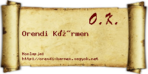 Orendi Kármen névjegykártya